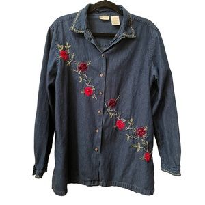 Bobbie Brooks embroidered denim shirt size M